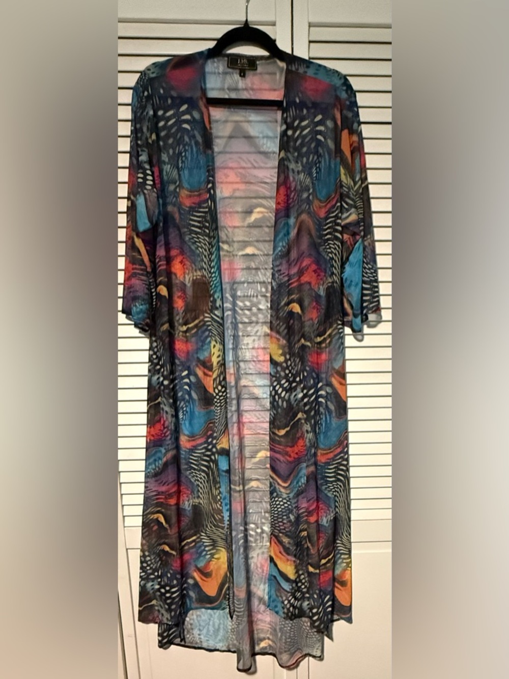 L&B Multicolor Abstract Mesh Kimono